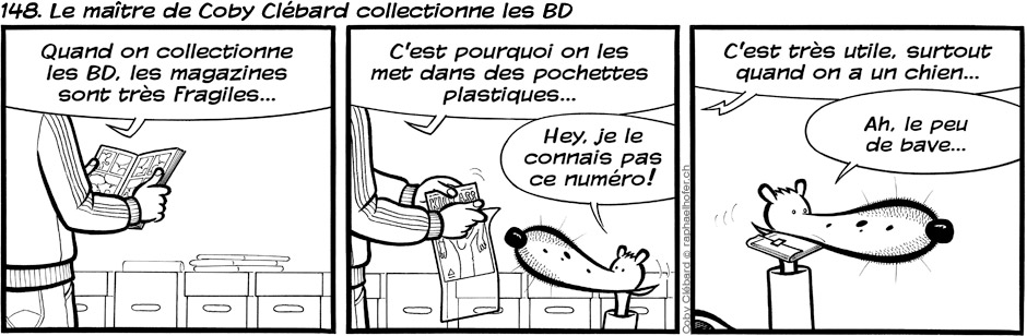 148. Le maître de Coby Clébard collectionne les BD