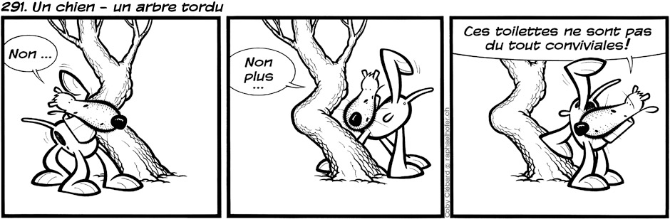 291. Un chien - un arbre tordu